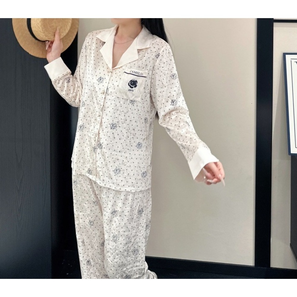 Homewear Set Autumn Winter Gold Diamond Velvet Women Polka Dot Camellia Style Cardigan Soft Warm Cozy For Ladies