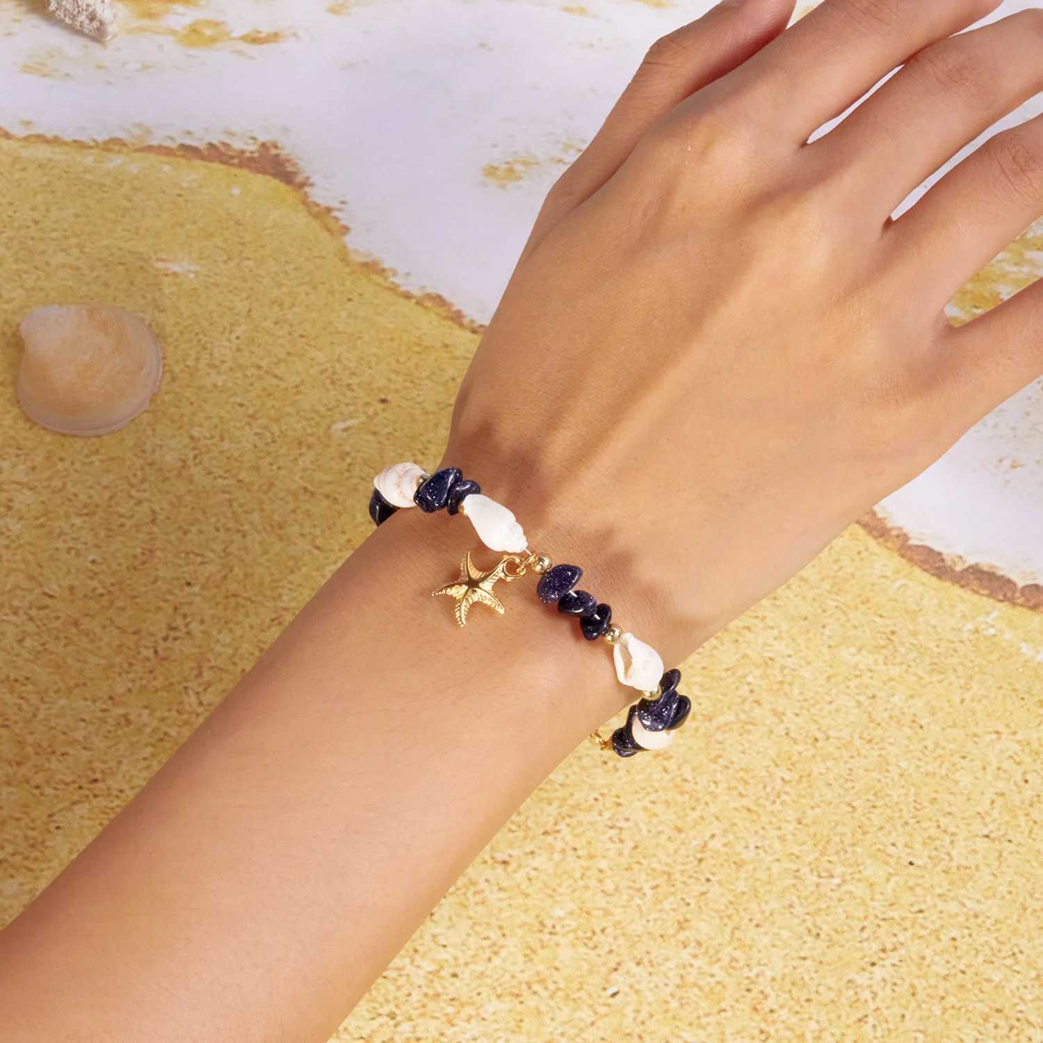 Bohemian Starfish Conch Beads For Women Handmade Irregular Stone Beaded Bangles Beach Party Friendship Jewelry Gift H260325 - view 3