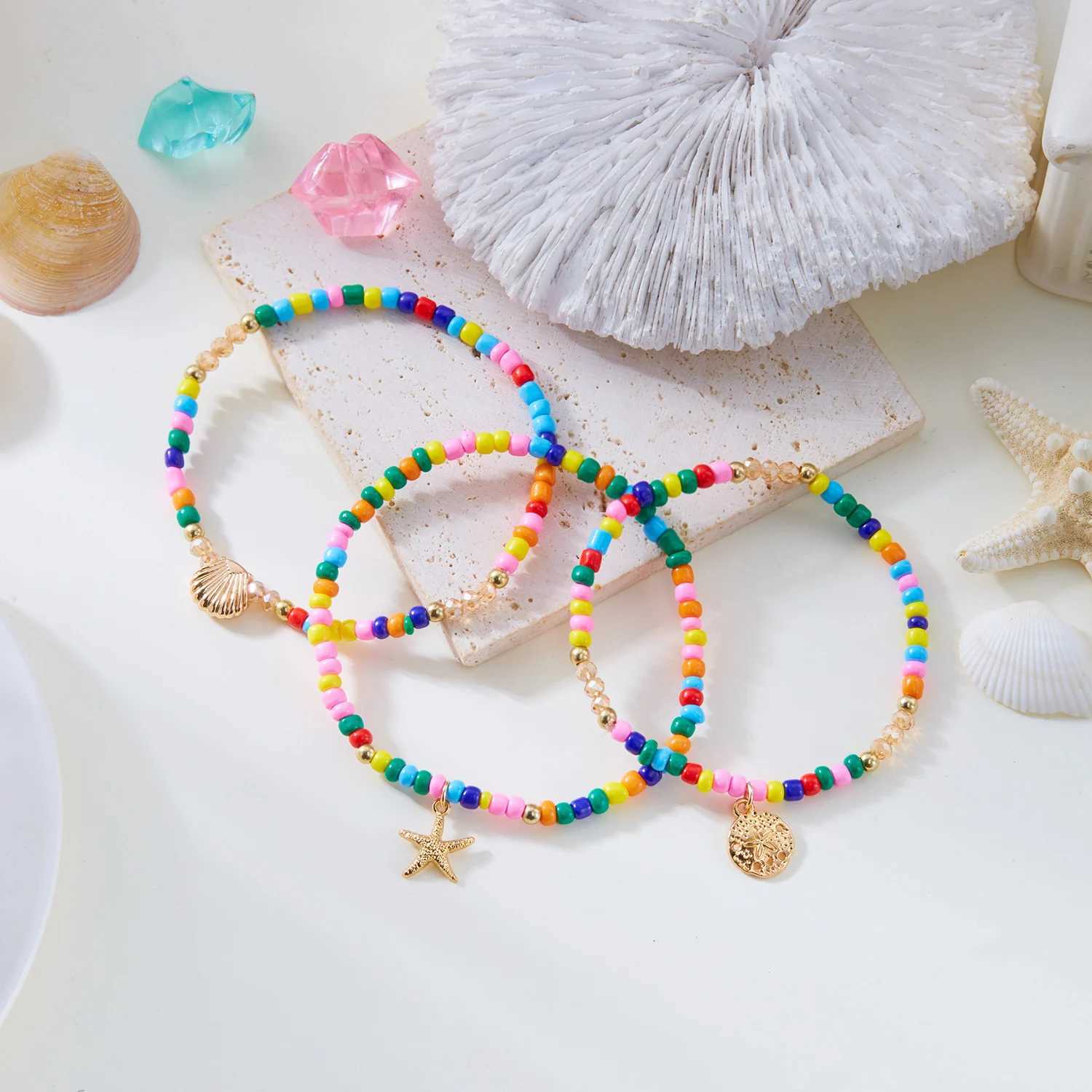 Bohemian Starfish Shell Anklet Set For Women Colorful Rice Beads Anklet On The Leg Beach Barefoot Sandal Leg Jewelry H260325 - view 4