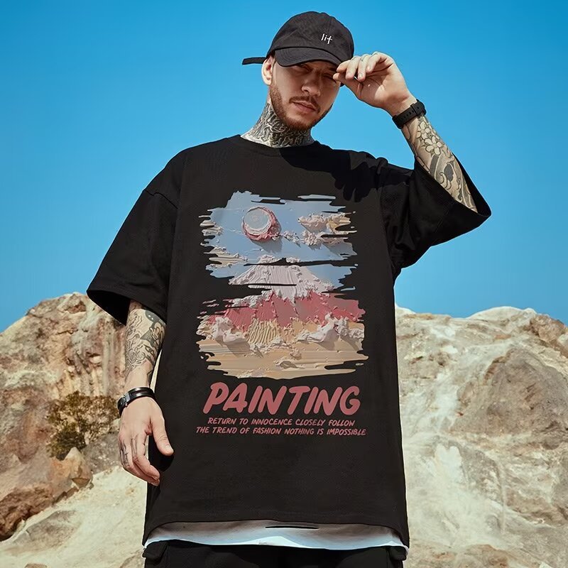 Street Hip-Hop Oversized Graphic T-Shirts | Loose Casual Chinese-American Streetwear Tees