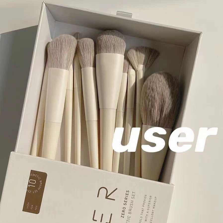10-piece Zero Makeup Brush Set - Soft Synthetic Fiber Powder Brush, Highlight Brush, Portable Beauty Tools Set D260325