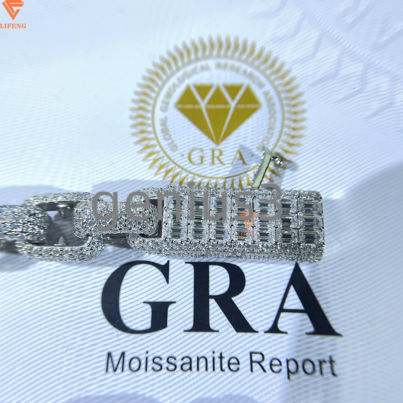 10mm Infinity Link Chain Moissanite Necklace 925 Sterling Silver VVS Moissanite Diamond Gra Necklace Men Hip Hop Jewelry Men - view 5