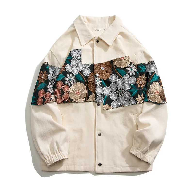 2025 Men Vintage Floral Embroidery Jacket Men Woman Patchwork Jacket Male Outwear Loose Coat Men Original Fashion Bomber Jackets C260325