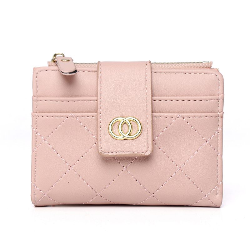 Women's short wallet with a light luxury and high-end feel, classic small fragrance embroidery thread, student card bag, and coin purse