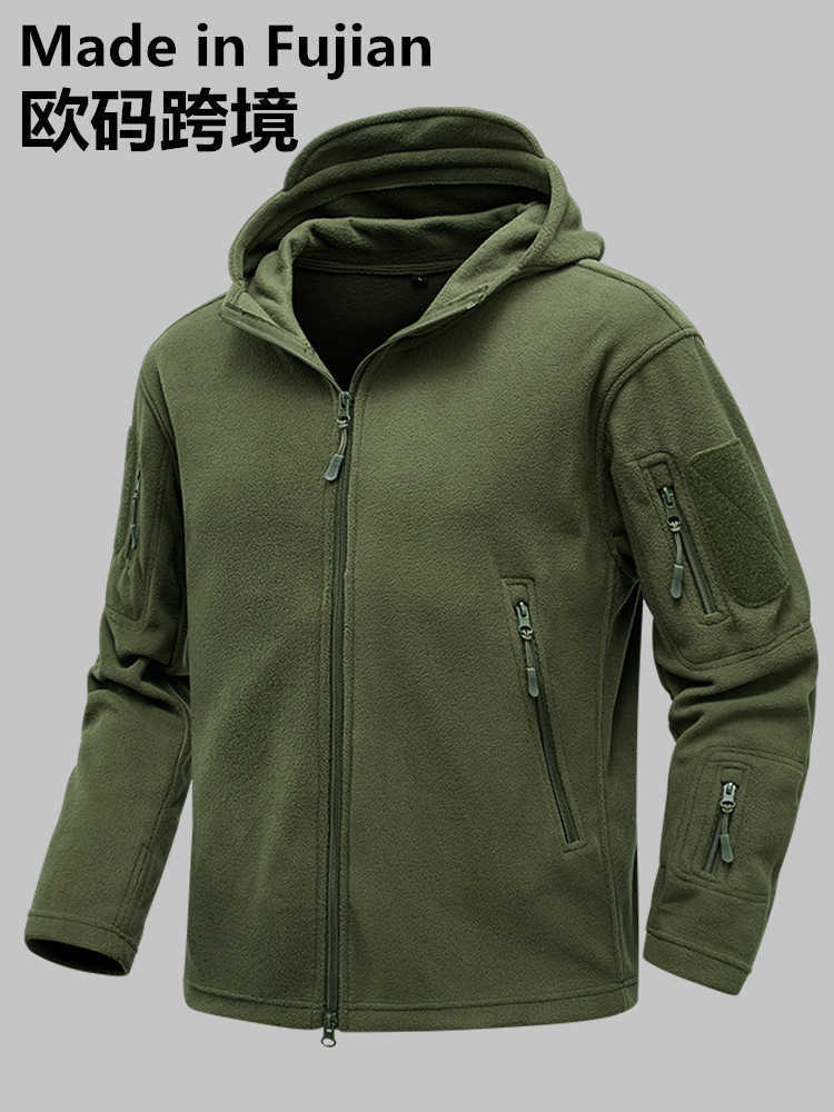 Best-selling fleece jacket for men, brushed wool outdoor spring-autumn warm all-weather jacket with hood for women, long-sleeved coat D260325