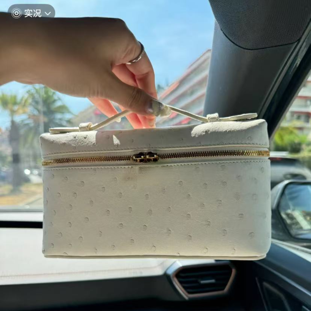 10A Quality Designer Cosmetic Bag L19 Pouch Large 27 Bags Genuine Leather Crocodile Vanity Bag Extra Pocket Shoulder Bags Vanity Case Ostrich Print