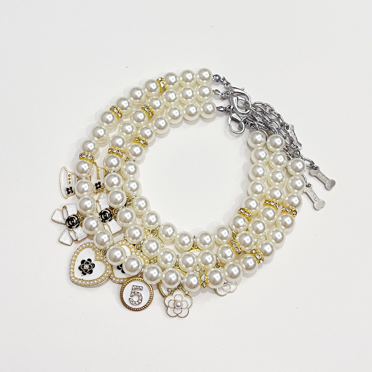 Pet Collar Neck Ring Selected Camellia Style Full Circle Pearl Design Elegant Necklace Accessories Comfortable Fit For Small And Medium Dogs And Cats