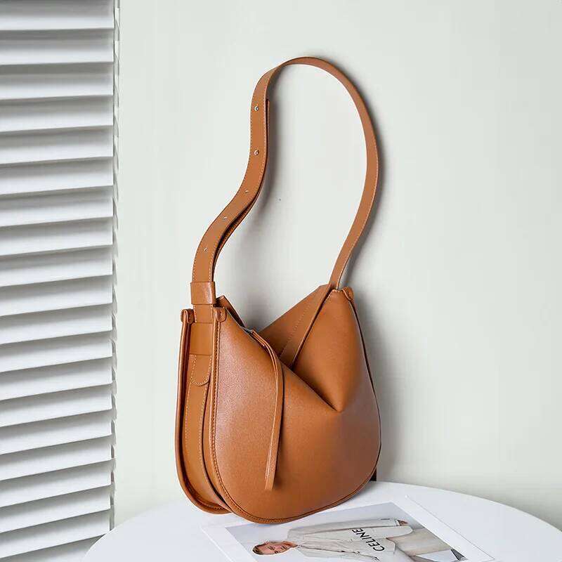Zency Women Brown Soft Leather Fashion Girls Handbag Luxury Shoulder Large Capacity Hobo Bag Satchel QIBALIANGPIN