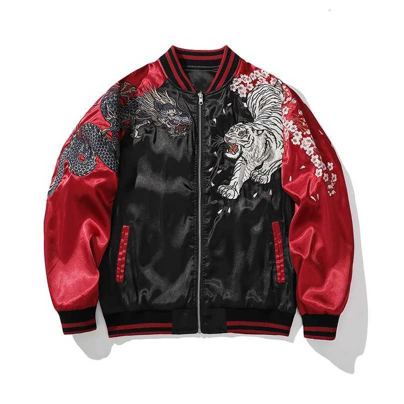 Satin Embroidery Baseball Jacket Sukajan Spring Men Coat Long Sleeve Tiger Dragon Male Clothing Big Plus Size 4XL D004 C260325