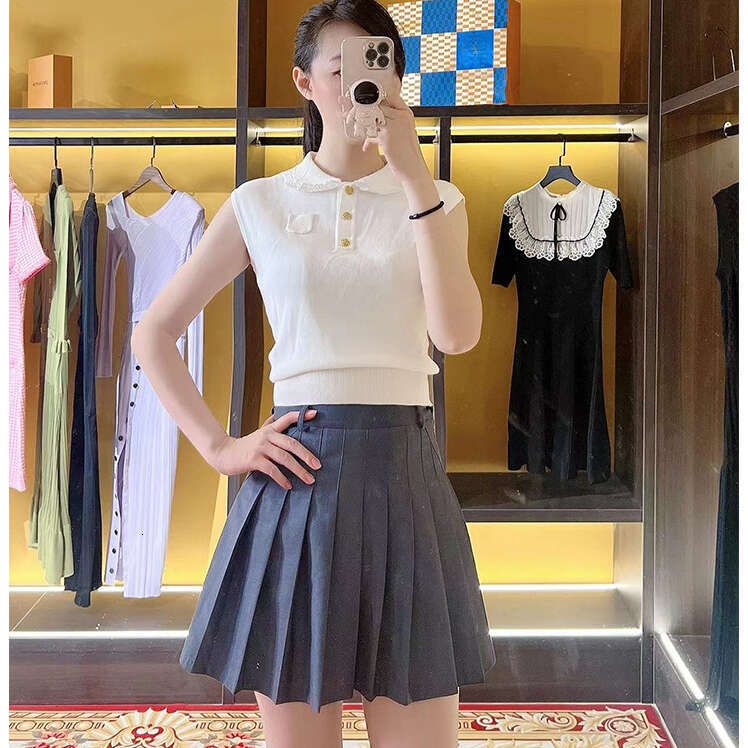 2026 Summer New Designer Sweet and Soft k30 Style Doll Neck Sleeveless Hoodie Knitted Women's Top