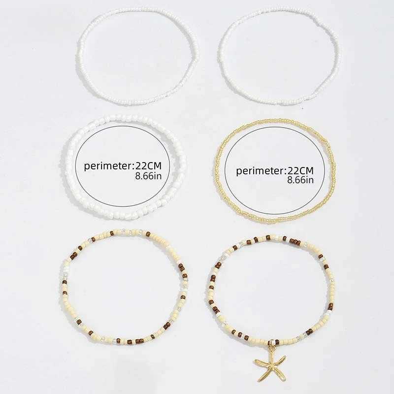 Multilayer Bohemia Rice Bead Anklet Set for Women Fashion Starfish Pendant Anklets Summer Sandy Beach Ankle Chain on Leg Jewelry H260325 - view 7