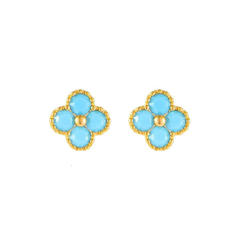 Earrings Exquisite Four Leaf Clover Turquoise Elegant High End Blue Crystal Geometric Simple Personality Earrings For Women Jewlery Designer For Women - view 6