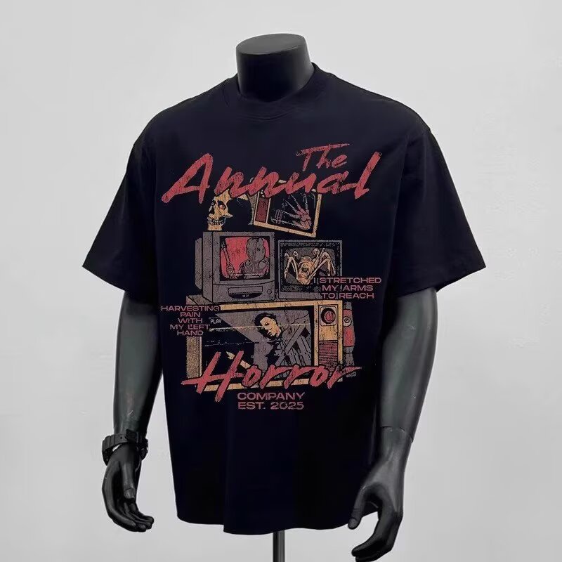 Heavyweight American Streetwear Vintage Graphic Tees | Summer High-Street Cotton Oversized Niche Designer Short Sleeve T-Shirts