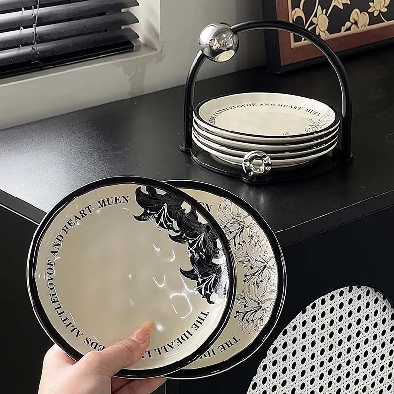 Ceramic Bone Dish Set Ink Painting Design Small Fruit Plate Multi Purpose Household Gift
