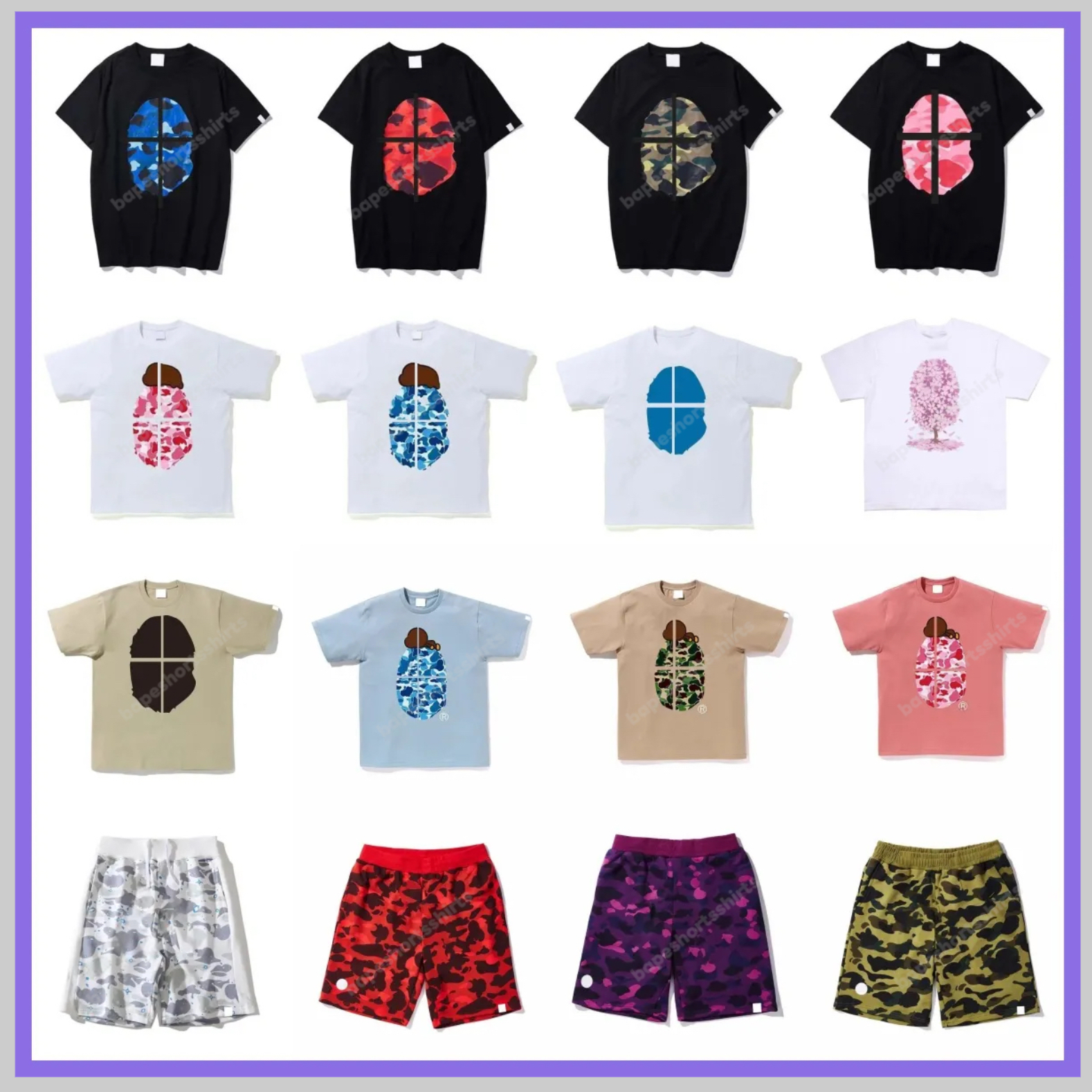 bapshirts shorts Men's Designer T Shirts shorts cotton T-shirt Graffiti Sportwear Fashion Men Women Shirt Hip Hop Clothes Summer Sleeves Loose Youth Street Campus US