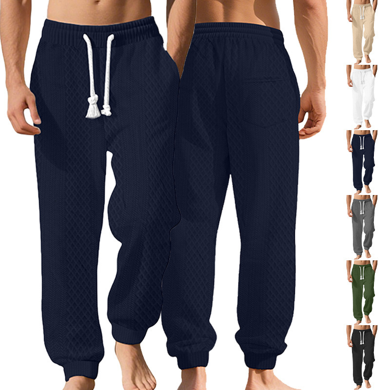 2026 Years Of Essential Pants Foreign Trade Summer Jacquard Trousers Casual Sports European Size Men's Loose Jogger Pants