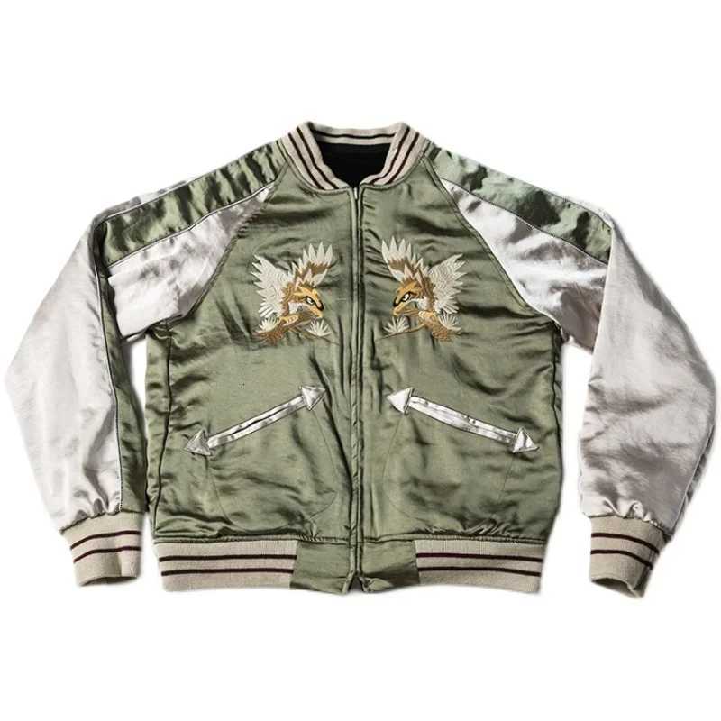 Non Stock Suka Reversible Souvenir Jacket Embroidered Sukajan Baseball Outerwear C260325