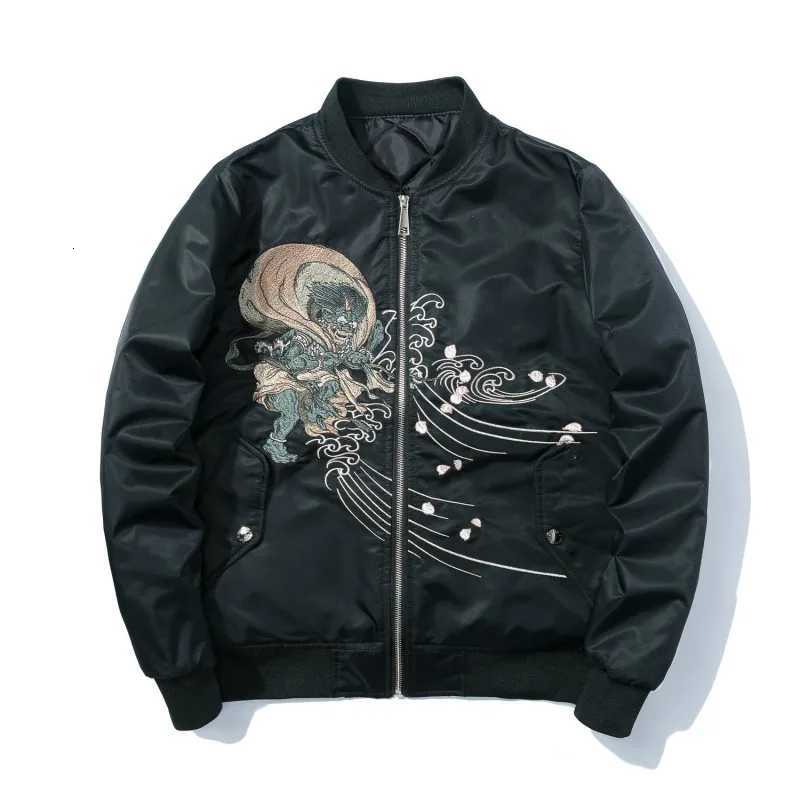 Bomber Jacket Men Winter Embroidery Anime Pilot Jacket Harajuku Japanese Streetwear Baseball Jacket Thick Warm Youth Casual New C260325