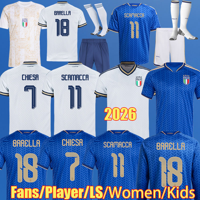 3XL 4XL 2026 Italy World cup Authentic Italian PELLEGRINI soccer Jerseys BARELLA FRATTESI 25 26 TONALI SCAMACCA BARELLA RETEGUI CHIESA men kids kit Football shirts