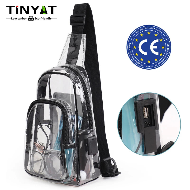 TINYAT Multi Color Clear Womens Chest Bag Comes with USBTypec PortSuitable for Attending Concerts and Outdoor Parties 260325