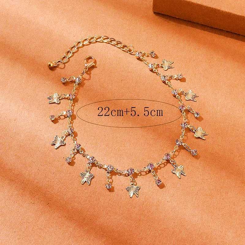 Vintage Boho Rhinestone Butterfly Pendant Anklet For Women Bohemian Summer Beach Anklets On Foot Ankle Jewelry H260325 - view 4