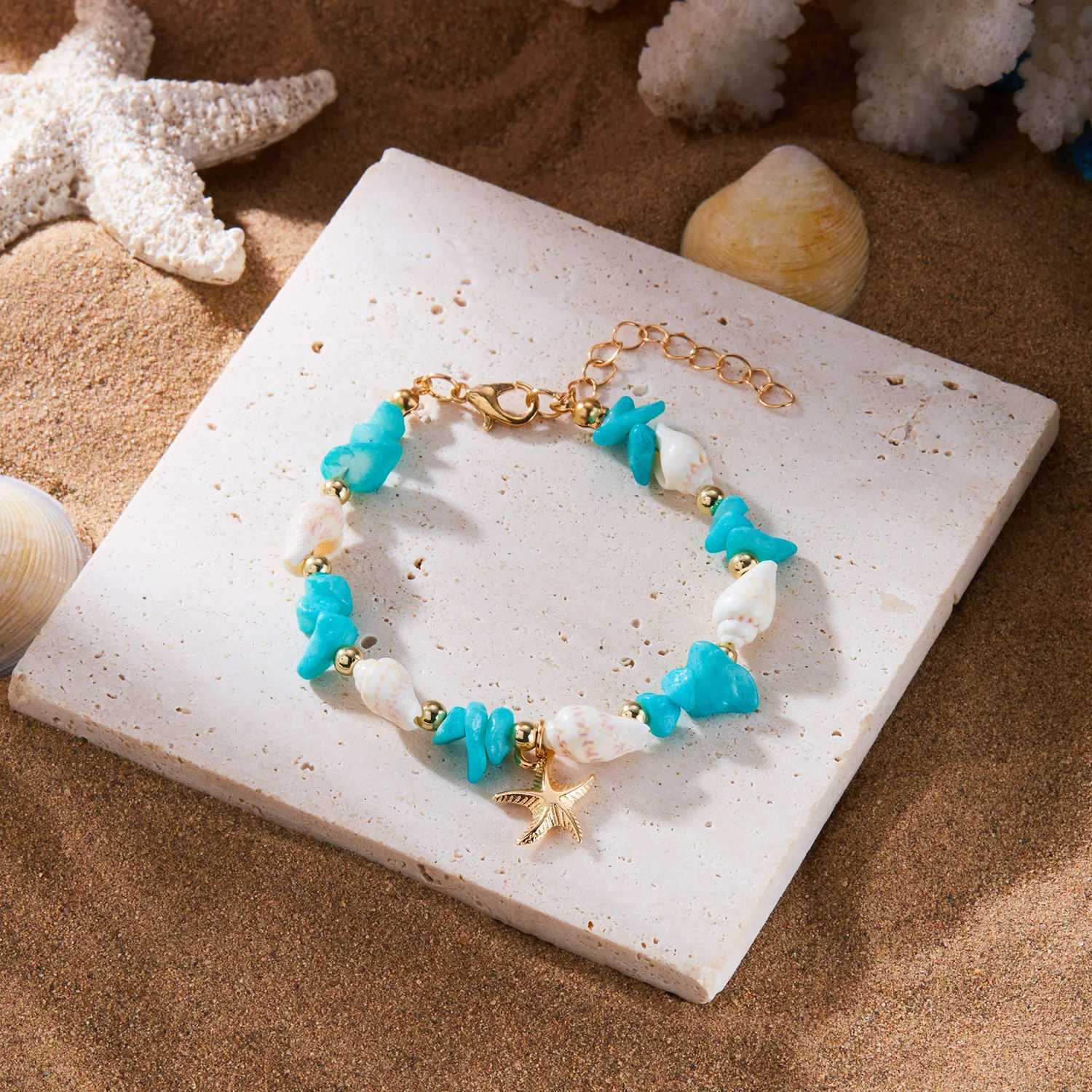 Bohemian Starfish Conch Beads For Women Handmade Irregular Stone Beaded Bangles Beach Party Friendship Jewelry Gift H260325 - view 6