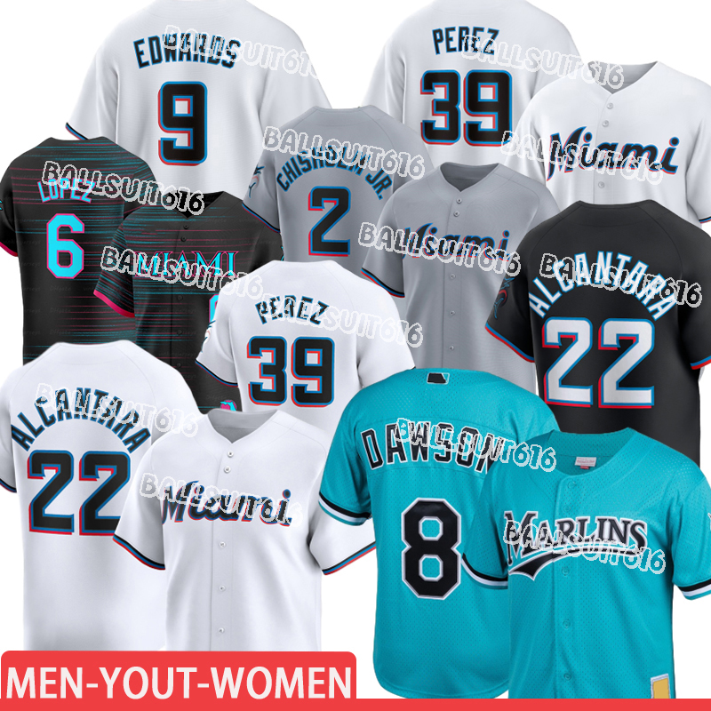Miamis Marlins jersey 1 Connor Norby 7 Jesus Sanchez 22 Sandy Alcantara Albert Almora Jr. Matt Mervis Nick Fortes Xavier Edwards Baseball Jerseys 2026
