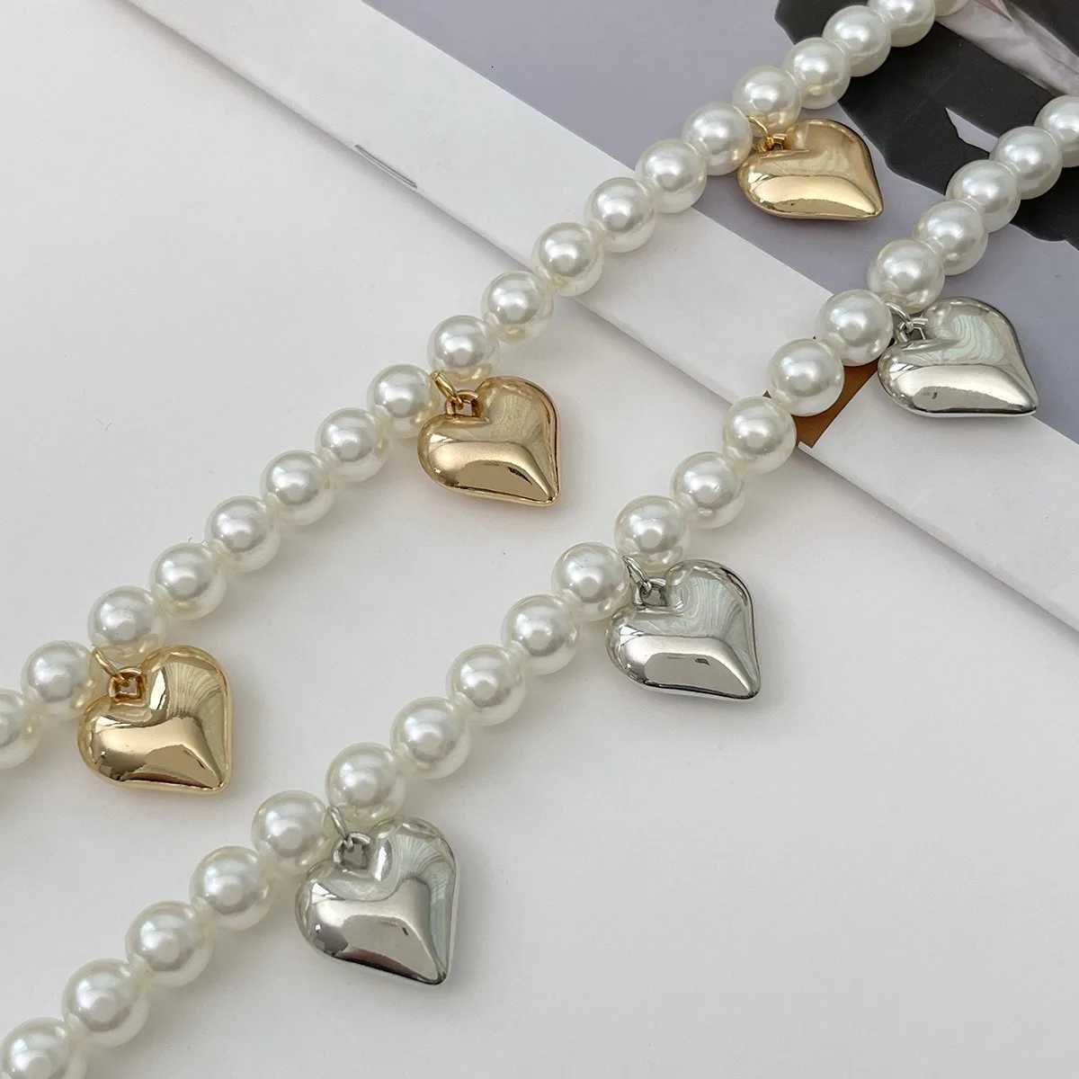 2Pcs/Set CCB Imitation Pearl Beads Adjustable Creative Anklets Jeans Chain Temperament Decoration Heart Pendant Anklet Jewelry H260325 - view 7