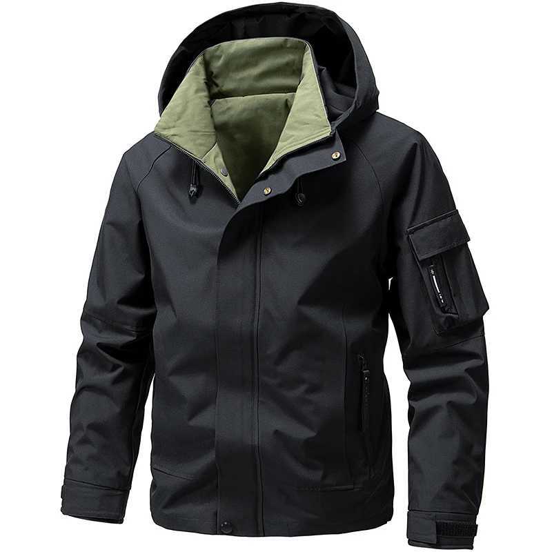 Men Spring Autumn Hooded Windproof Comfortable Breathable Cargo Coat Male Outerwear Gym Hiking Casual Sport Charge M260325