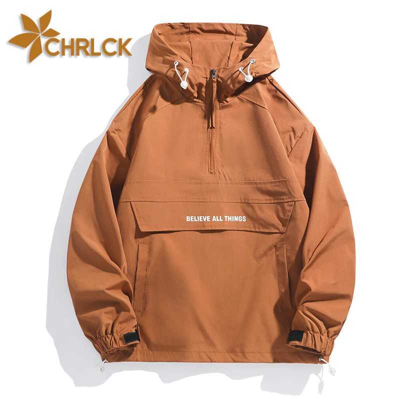 CHRLCK Men Hiking Outdoor Waterproof Fishing Hooded Sport Adjustable Drawstring Travel Mountaineering Coats l12 M260325