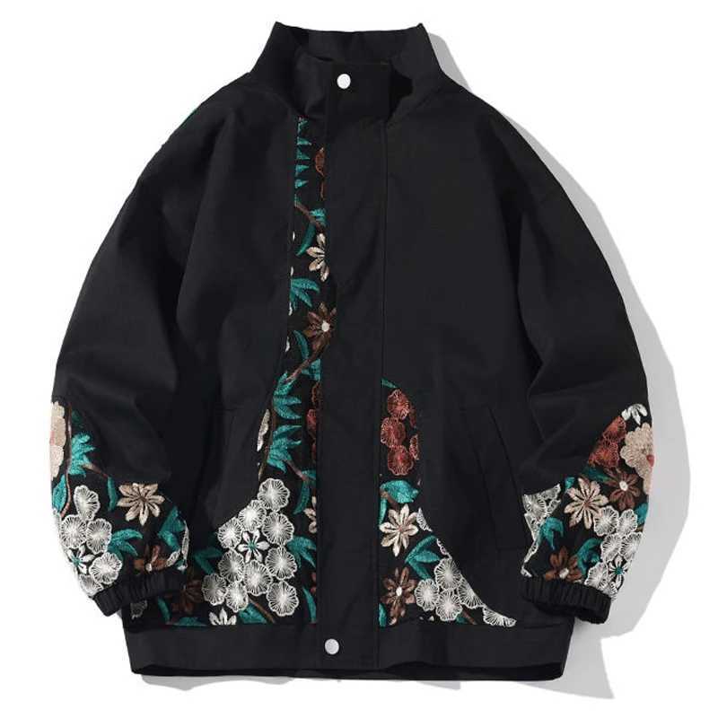 Spring Embroidery Jacket Men Vintage Flower Patchwork Varsity Jackets Japanese Harajuku Casual Coat Unisex Oversize Streetwear C260325