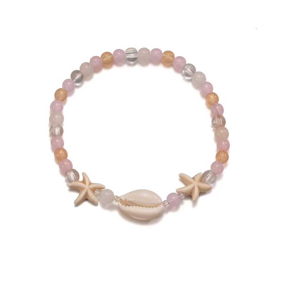Bohemian style starfish shell mixed with round bead womens anklet H260325 - view 4