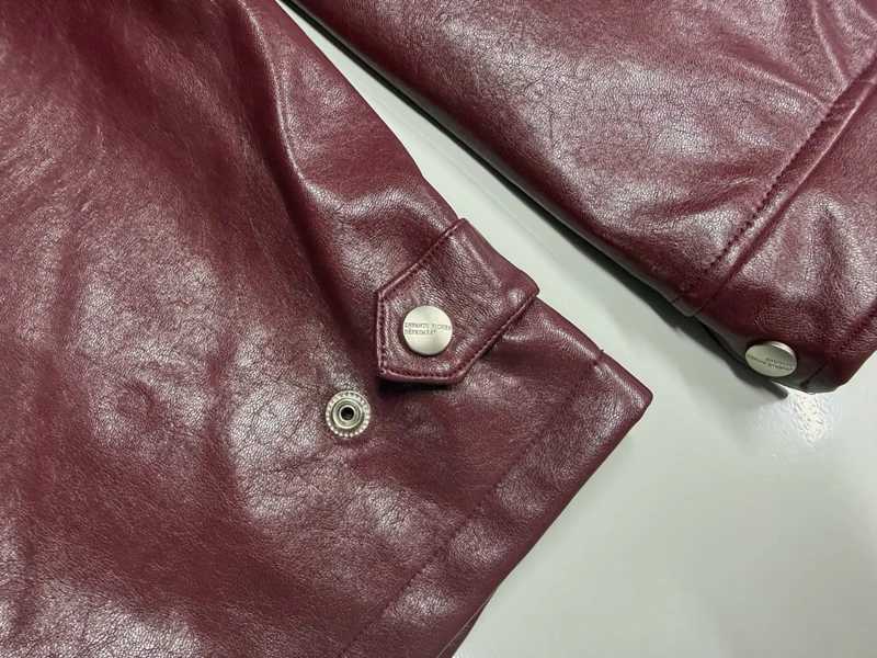 2026ss Embroidered Printed Leather Jacket High-quality Burgundy Loose Casual High Street Mens Womens Jackets C260325