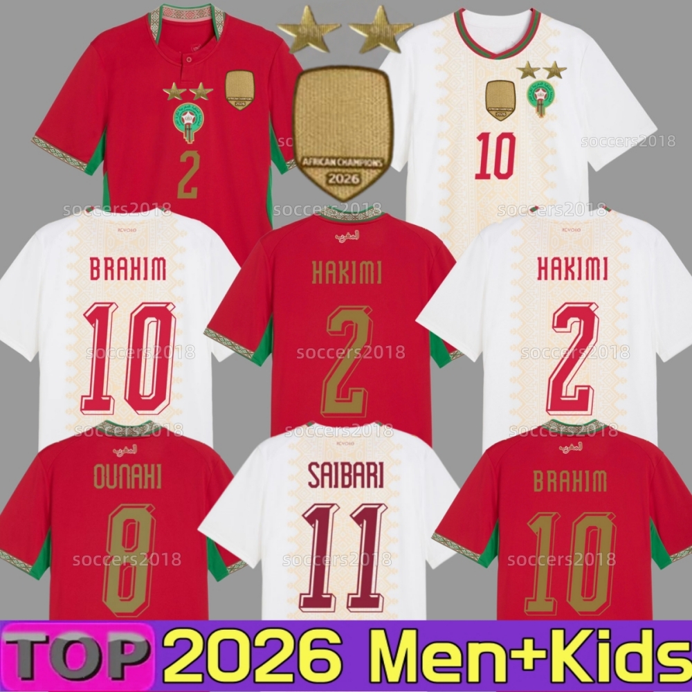 Morocco 2026 World CUP soccer jersey 2025 Africa Cup HAKIMI BRAHIM OUNAHI 2027 Maroc 2 stars SAISS ZIYECH Y.EN-NESYRI 25 26 27 Home Away Player football shirt men Kids kit