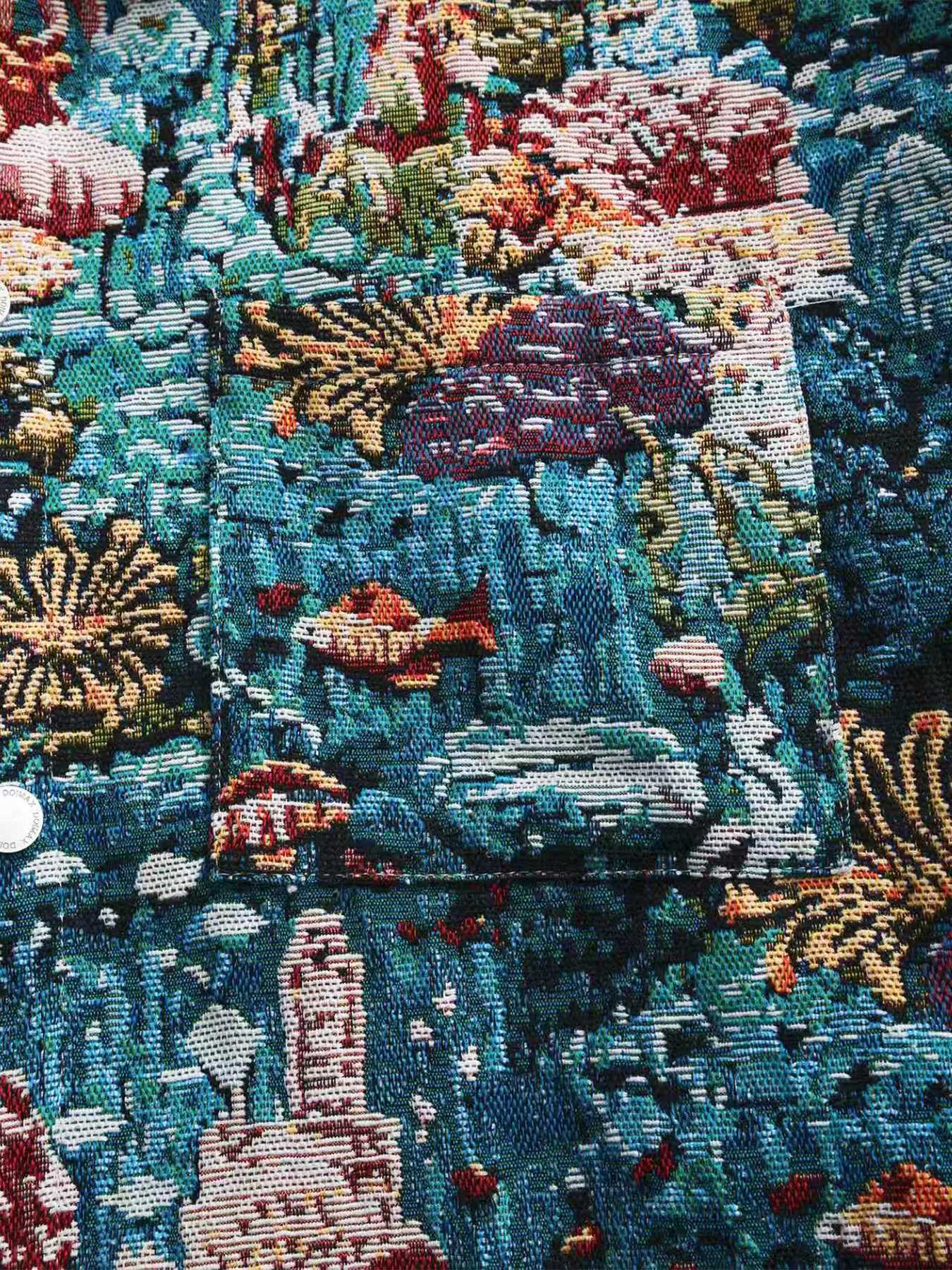 Spring and Autumn New Mens Ocean World Colorwoven Jacquard Trendy Fashion Polo Collar Jacket for Everyday Commuting C260325