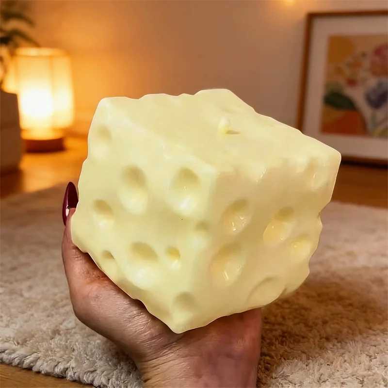 Jumbo Cheese Cube Stress Ball Big Cheese Shapeable Squeeze Ball Soft Pinch Fidget Toy Fun Game Sensory Anti-Stress Festival Gift C260325 C260327