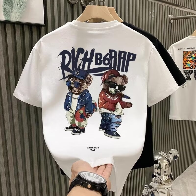 Men's Summer New Arrivals Cotton Graphic T-Shirts | Streetwear INS Breathable Crew Neck Couples Base Layer Casual Tees