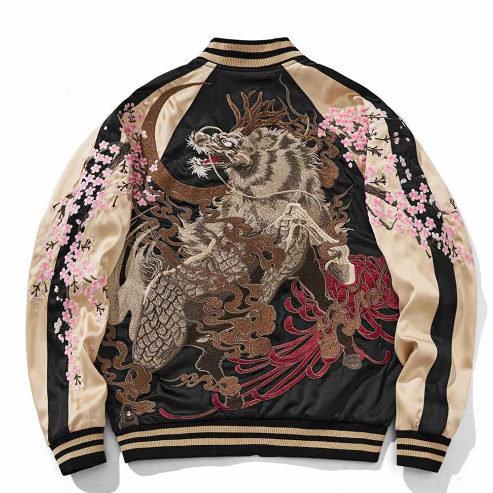 High Quality Mythical Beast Embroidered Jacket Japanese Men Women Couple Boy Baseball Streetwear Harajuku Motorcycle Jacket C260325