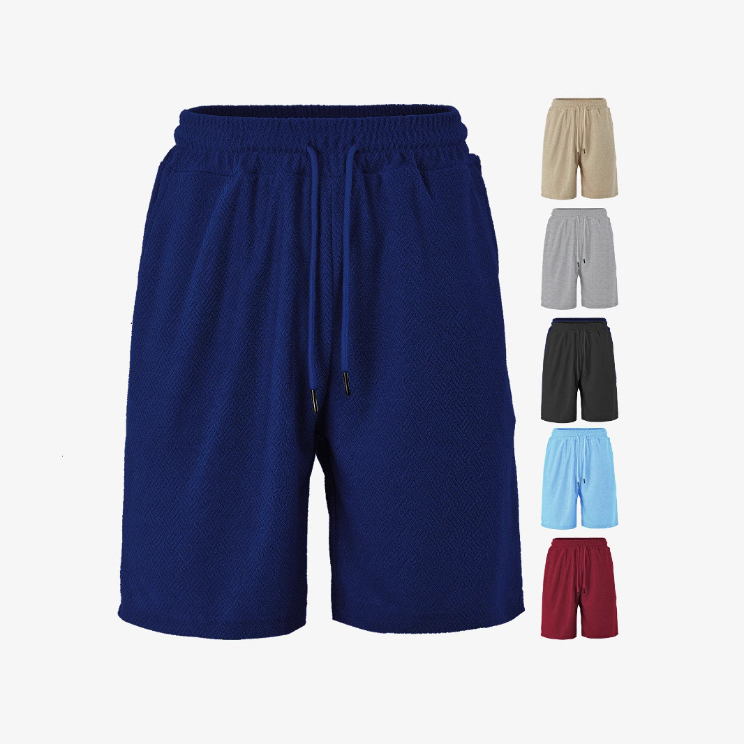 European And American Men's Cargo Summer Loose Comfortable Breathable Solid Color Towel Jacquard Fabric Men's Essential Shorts Casual Shorts