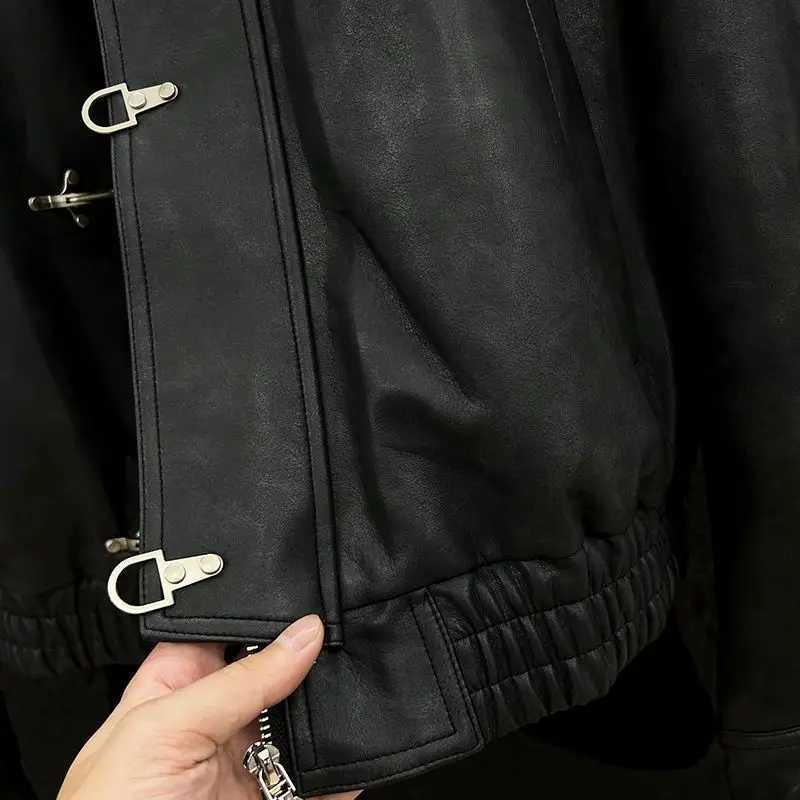 This New Autumn Trendy American Retro Jacket for Men with A High-end Motorcycle Feel and Airplane Buttons Is Stylish and Cool C260325