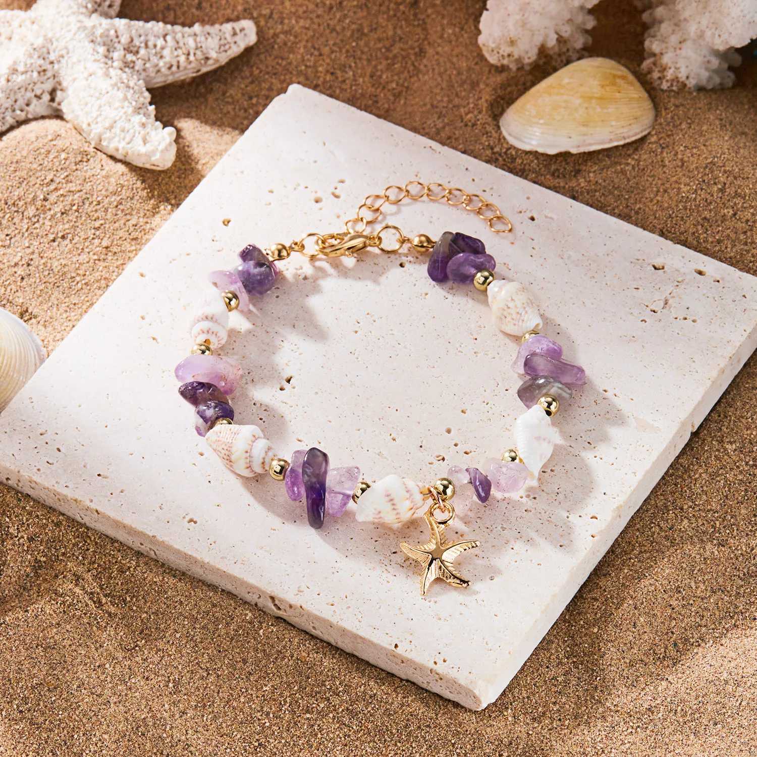 Bohemian Starfish Conch Beads For Women Handmade Irregular Stone Beaded Bangles Beach Party Friendship Jewelry Gift H260325 - view 7