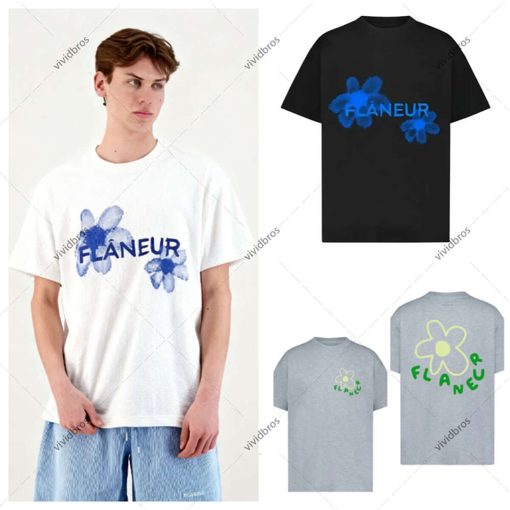 T-Shirt Unisex Design High-Quality Multi-Color Crew Neck Watercolor Floral & Letter Print Short Sleeve Soft Cotton Minimalist Casual Top