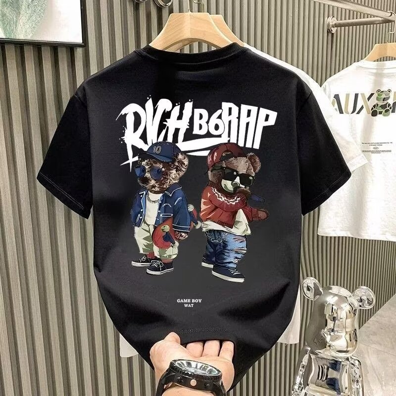 Men's Summer New Arrivals Cotton Graphic T-Shirts | Streetwear INS Breathable Crew Neck Couples Base Layer Casual Tees