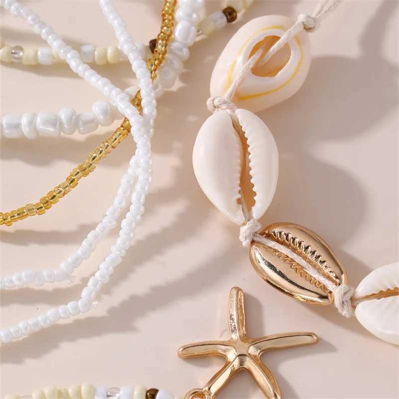 7pcs/set Bohemian Shell Starfish Beaded Anklet Set Multi-Piece Beach Jewelry for Women H260325 - view 3