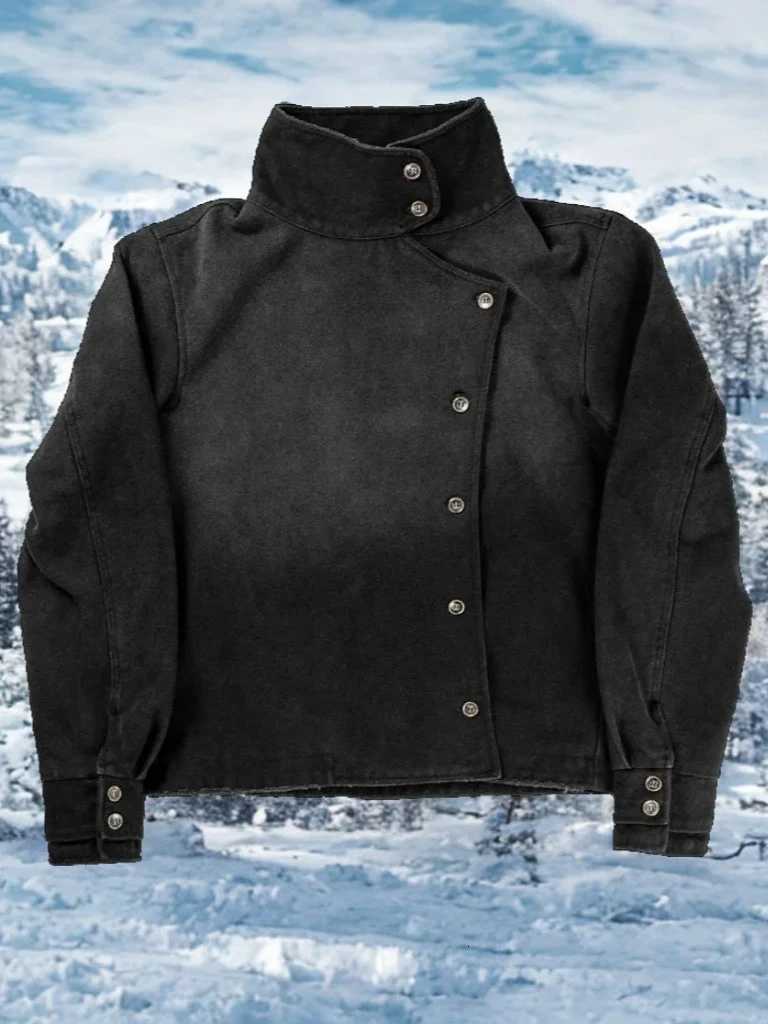 Y2K Black White Fencing Jacket Bakastroll High Neck Loose Casual Denim Jacket High Street Men Women Hip Hop Fashion Clothing C260325