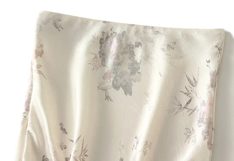 Women Elegant Gilded Printed Pleated Skirts Korean Fashion High Waist Overskirts for Women Vintage Fishtail Long Skirts Summer 260321