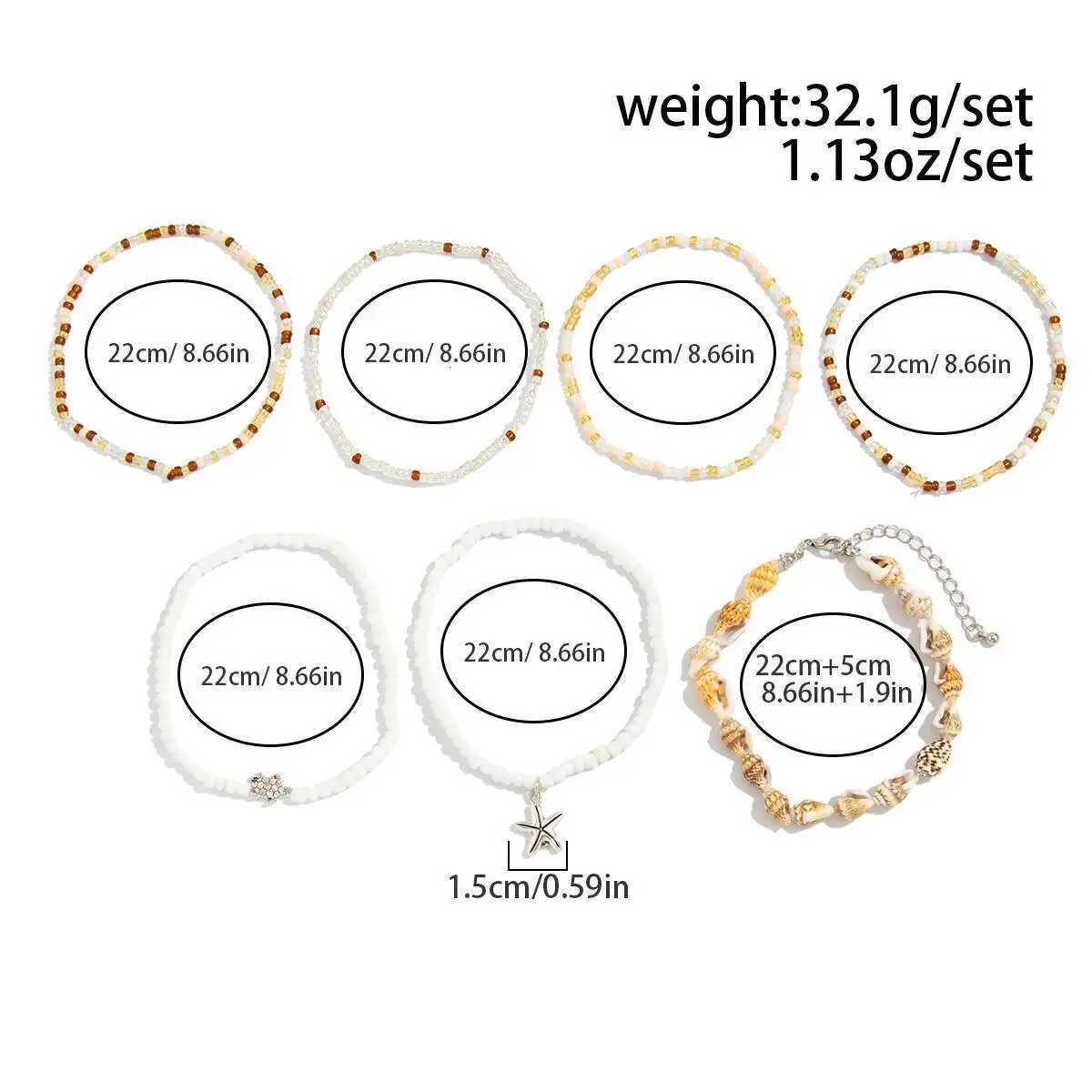 Ingemark Y2K Boho Starfish Conch Pendant Anklet for Women Summer Beach Vintage Rice Beads Ankle Barefoot Chain Foot Jewelry Set H260325 - view 5