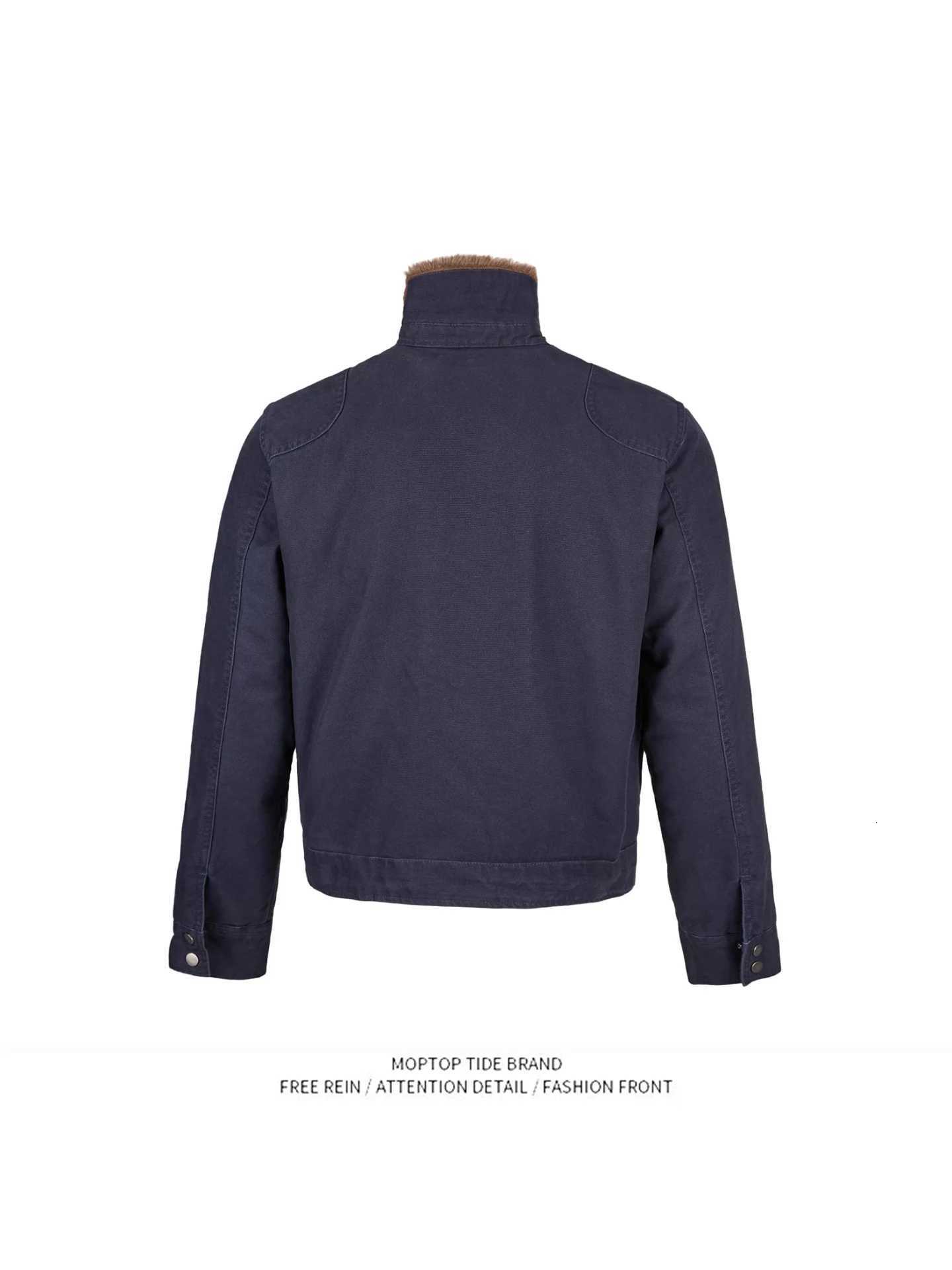 American Style Vintage Flip Collar Jacket Mens Spring Autumn Loose Aircraft Buckle Workwear Hong Kong Style Polyester C260325