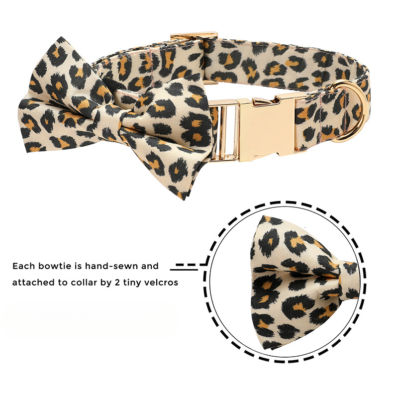 Leopard Print Dog Collar Leash Set Non Restrictive Adjustable Retractable For Pet Walking