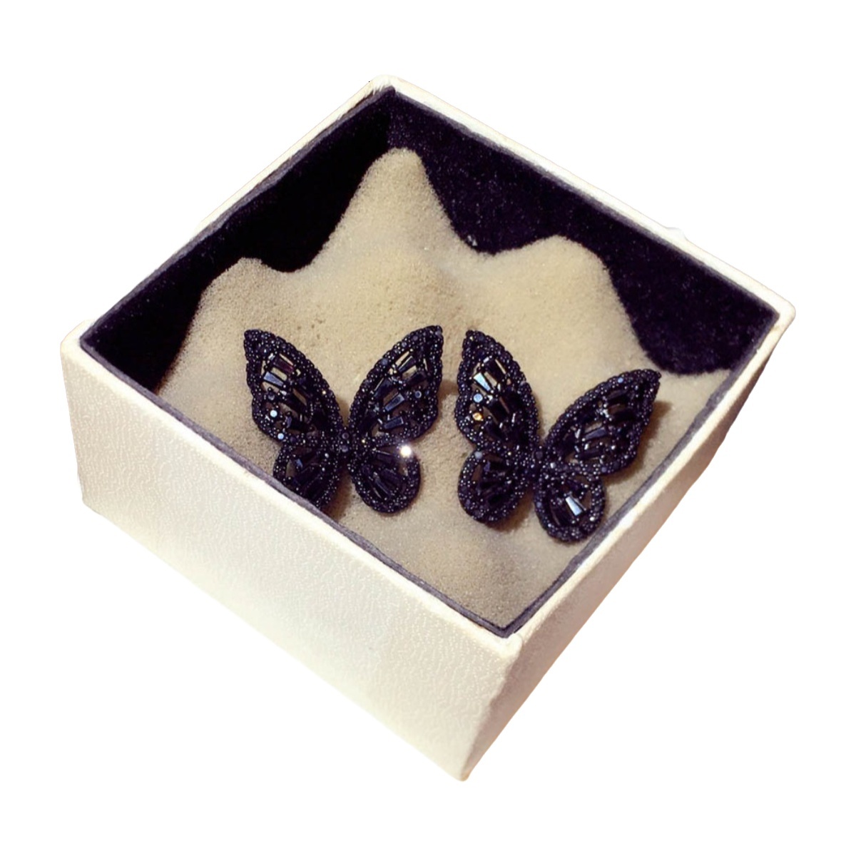 Black Butterfly Zircon Inlaid Earrings All-match Commute Gifts for Women Designer Women Jewelry Wedding Valentine's Day Gift